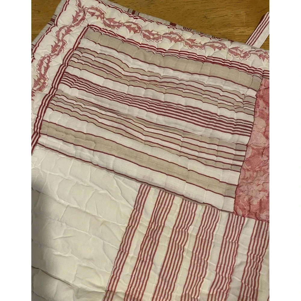 Pottery Barn Patchwork Sham Turkey Red Khaki Cream Standard‎ French Cottage